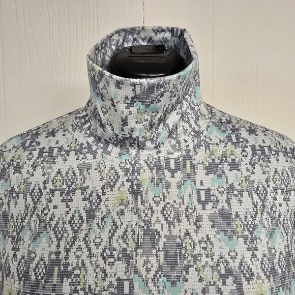 Women's Free Country Blue Geometric Pattern Turtle Neck Athletic Top |Size Large - Picture 4 of 10